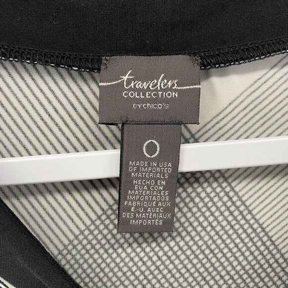 Travelers Chicos Top Womens S Black Geometric Tunic Round Neck Hippie Resort - Picture 7 of 10